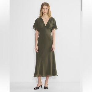 Aritzia Olive Green Wedding Guest Dress